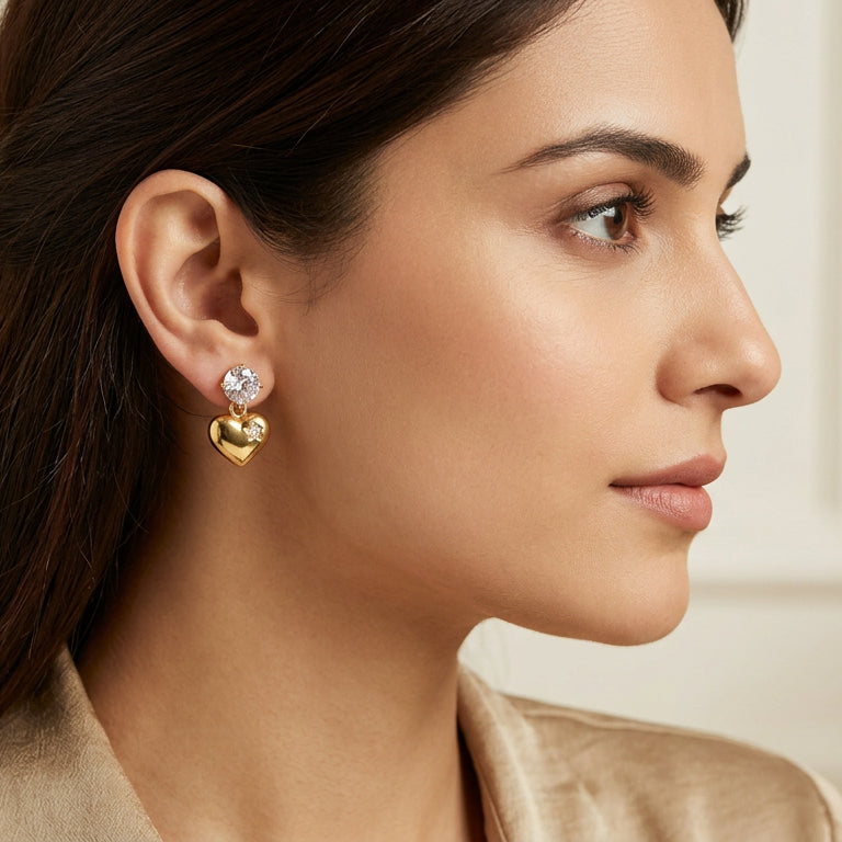 Love Heart Drop Earrings