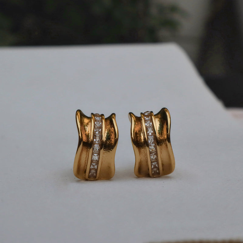 Fluted Gold Huggie Hoops