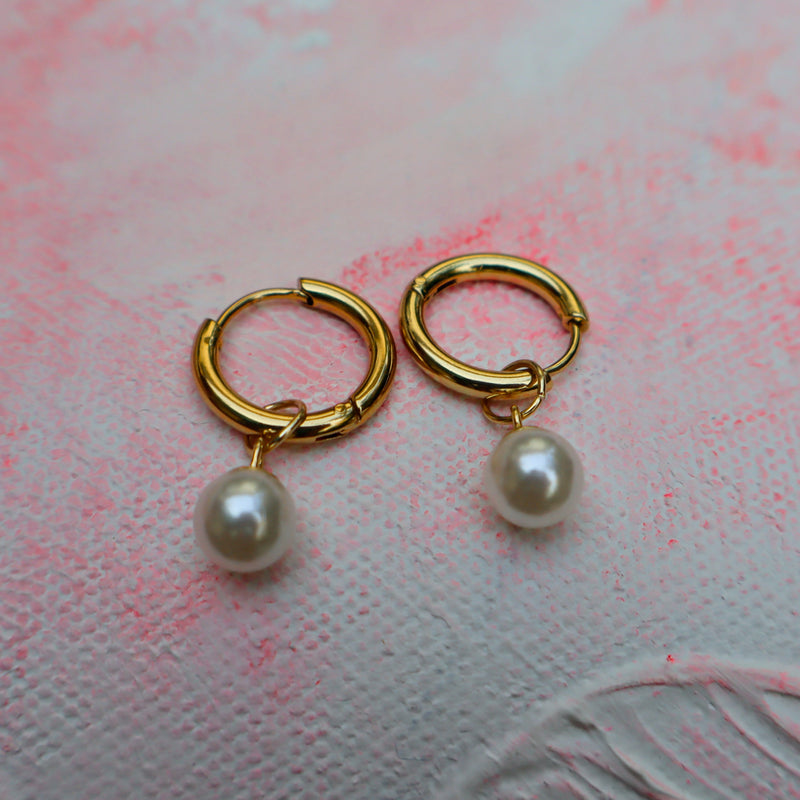 Classic Gold Hoop with Pearl Drop