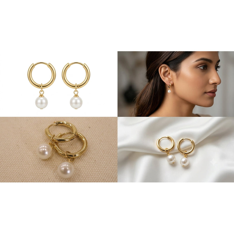 Classic Gold Hoop with Pearl Drop