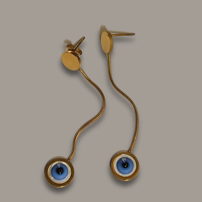 Chain Drop Evil Eye Earrings