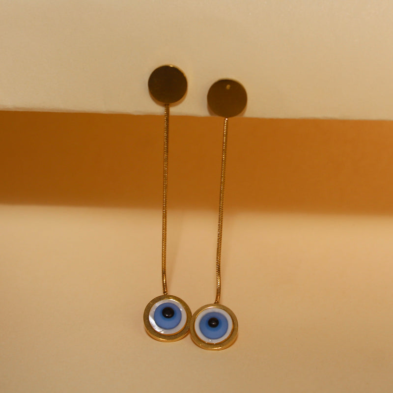 Chain Drop Evil Eye Earrings