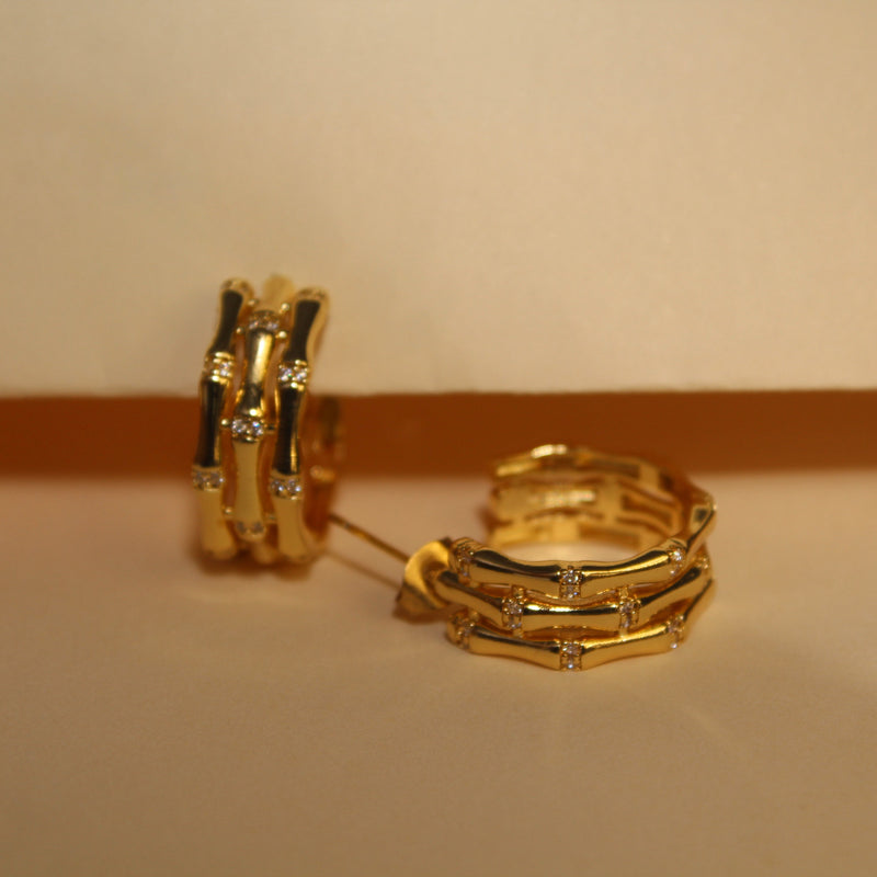 Bamboo Twig Hoop Earrings
