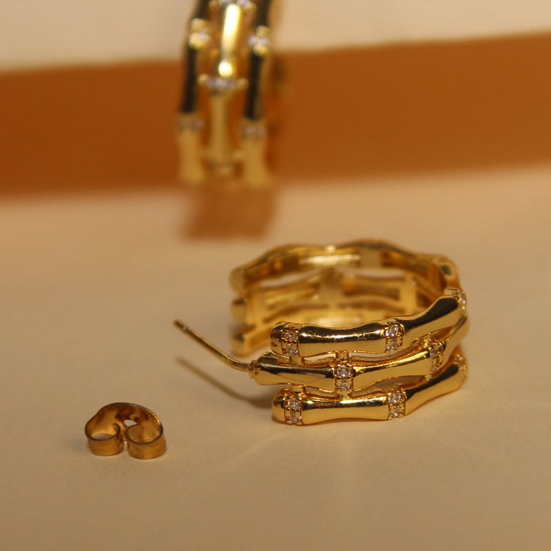 Bamboo Twig Hoop Earrings