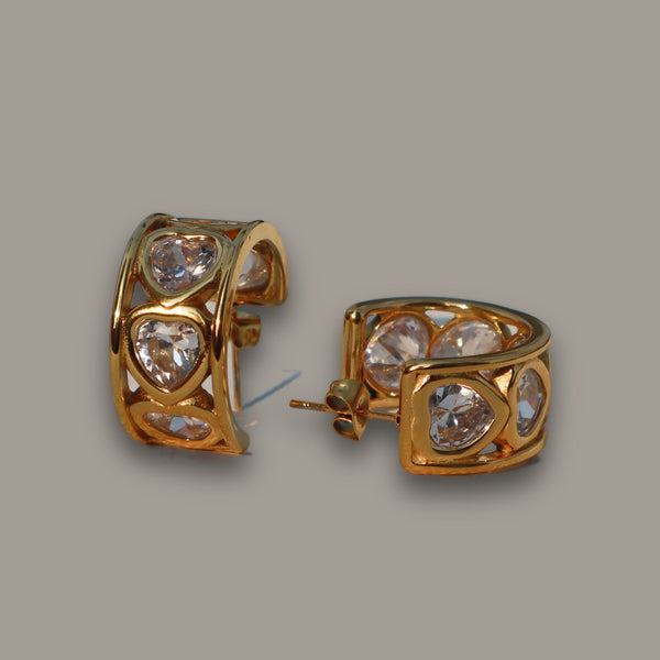 Crystal Pavé Gold Huggie Hoops