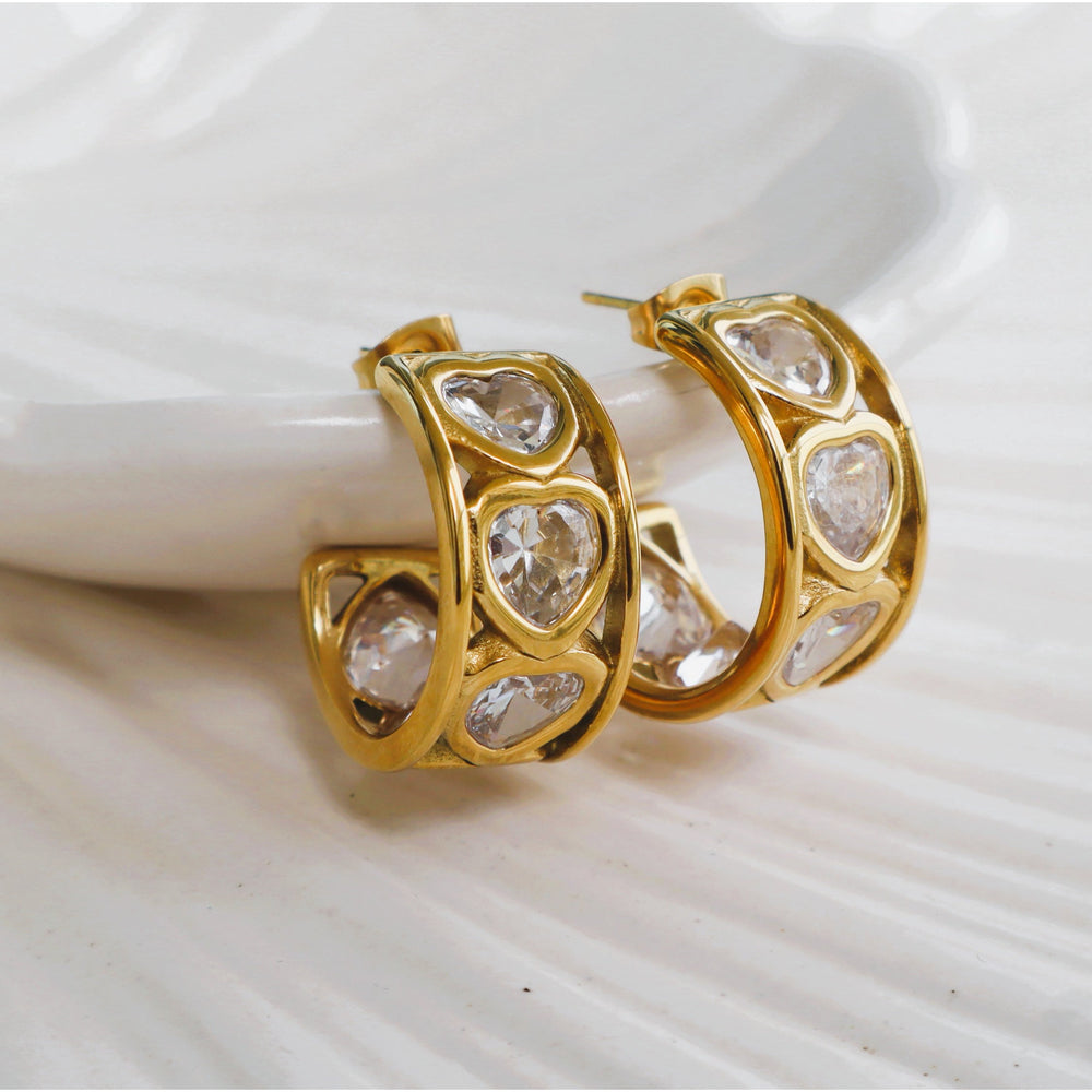 Crystal Pavé Gold Huggie Hoops