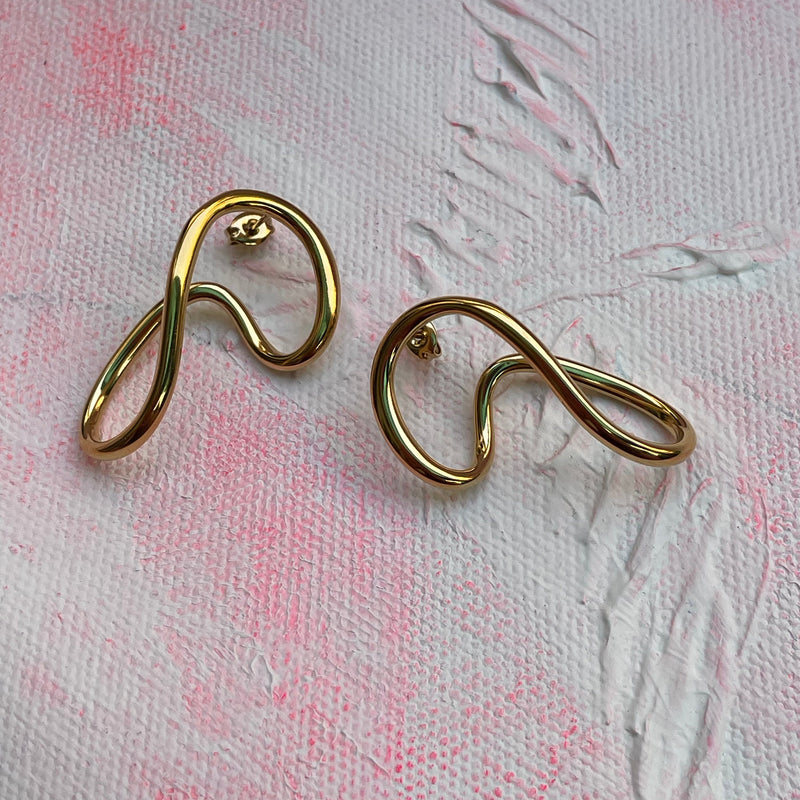 Abstract Gold Twist Earrings