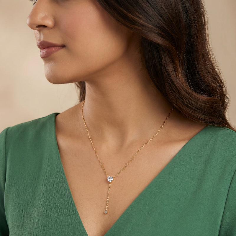 Falling Love Heart Y-chain Necklace
