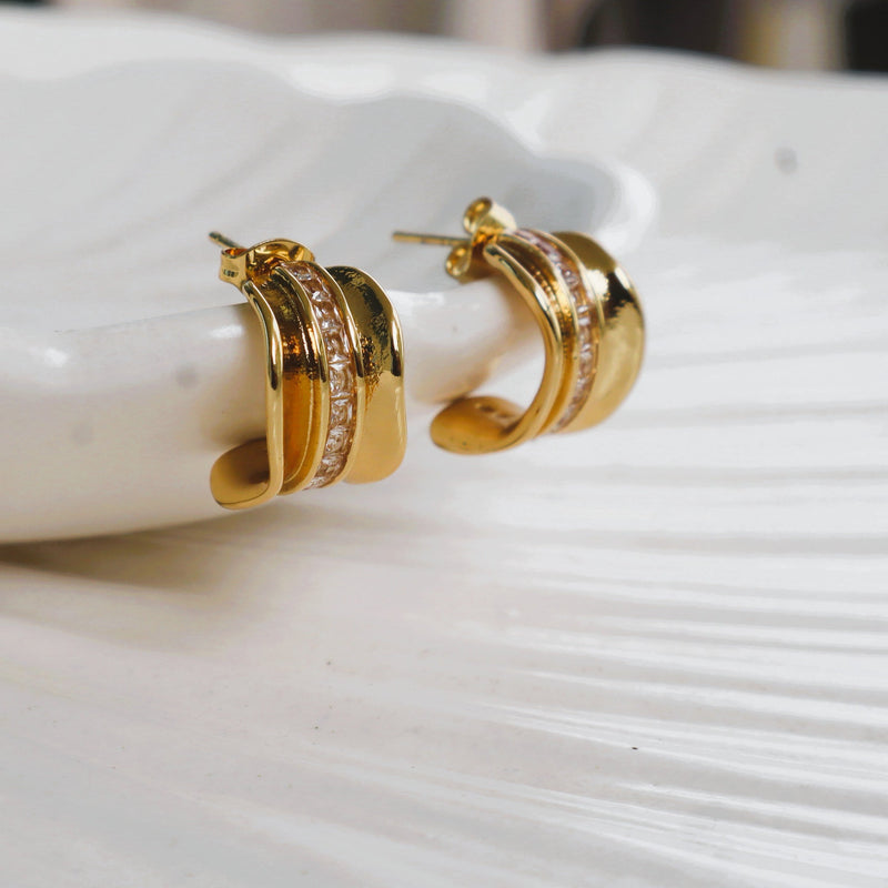 Fluted Gold Huggie Hoops
