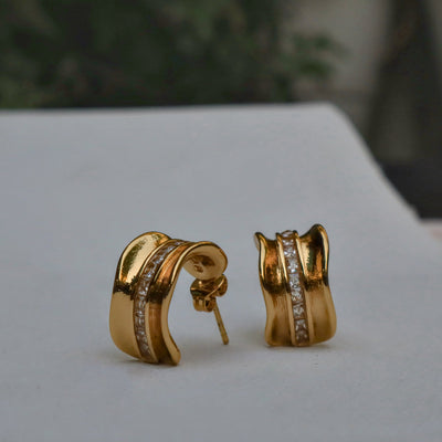 Fluted Gold Huggie Hoops