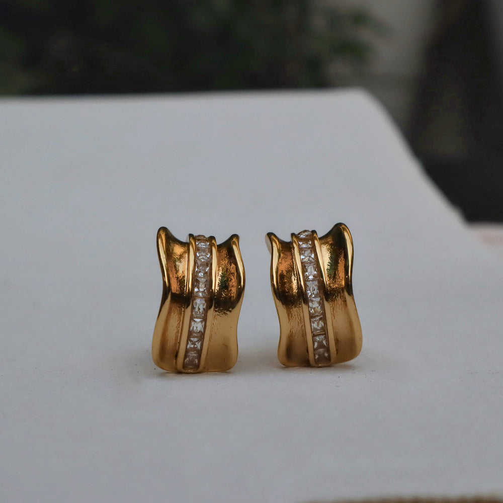 Fluted Gold Huggie Hoops