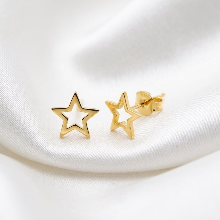 Gold Star Outline Studs
