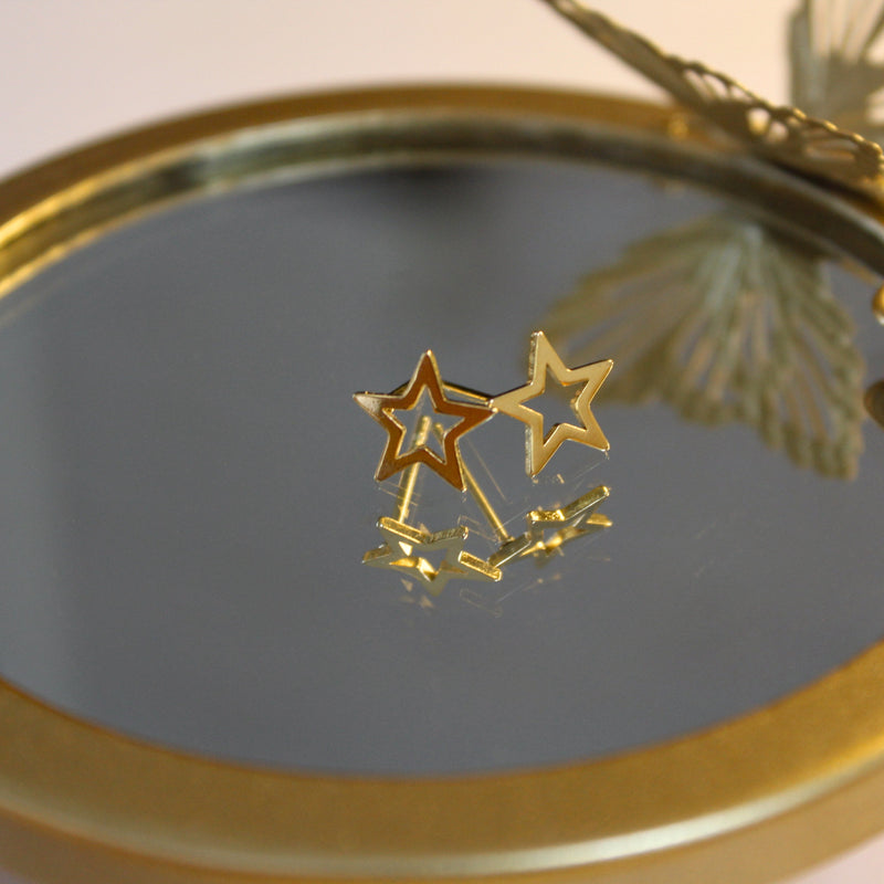 Gold Star Outline Studs