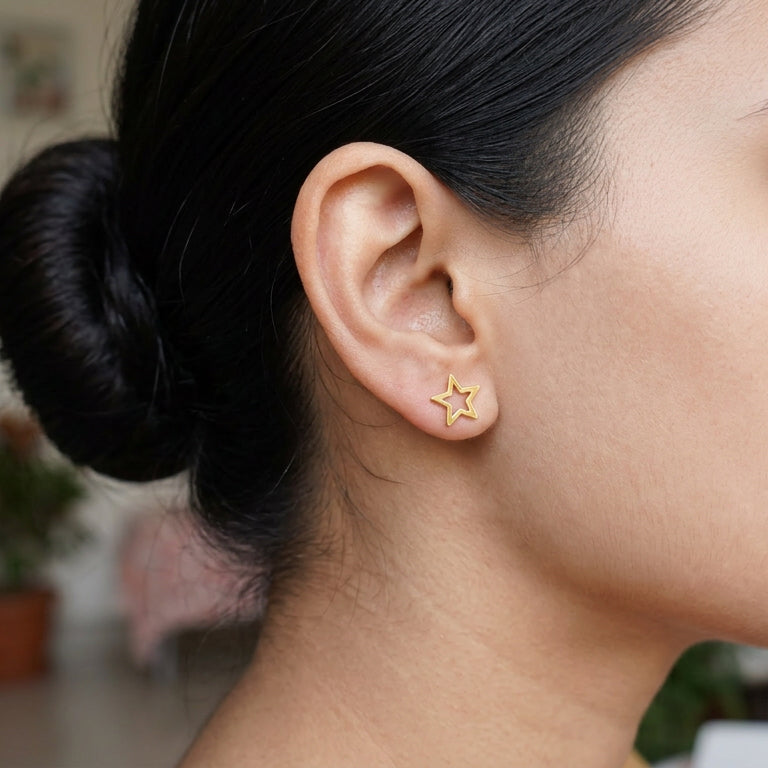 Gold Star Outline Studs