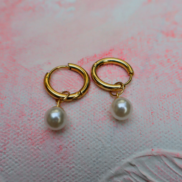 Classic Gold Hoop with Pearl Drop
