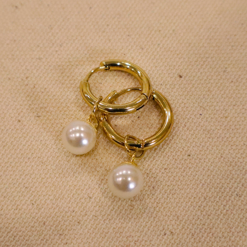 Classic Gold Hoop with Pearl Drop