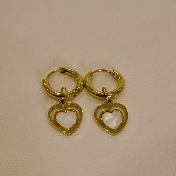Love Heart Pearl Drop Earrings