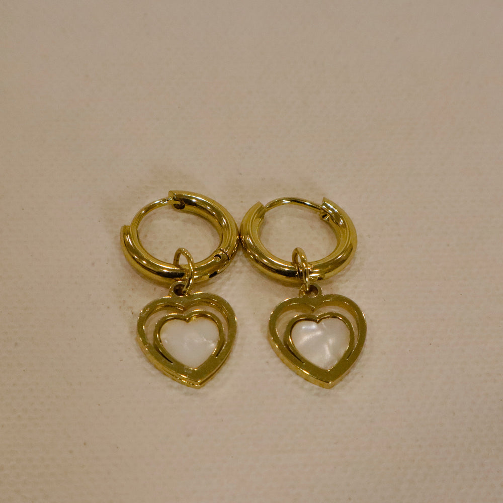 Love Heart Pearl Drop Earrings
