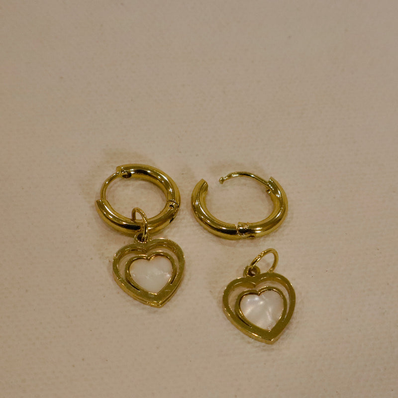 Love Heart Pearl Drop Earrings