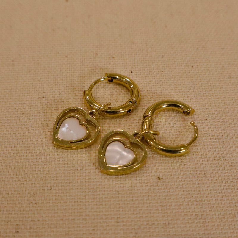 Love Heart Pearl Drop Earrings