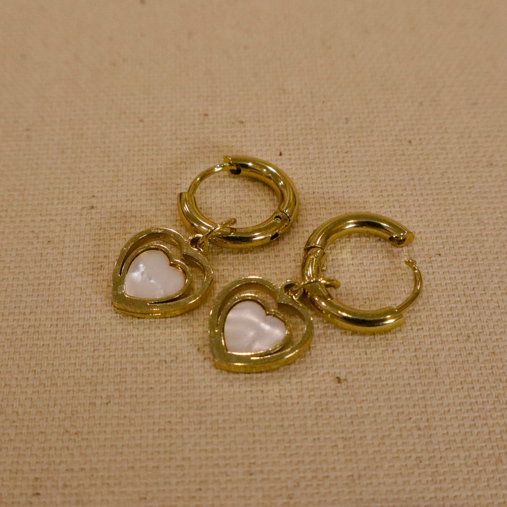 Love Heart Pearl Drop Earrings