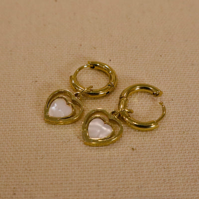 Love Heart Pearl Drop Earrings