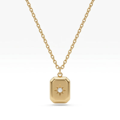 Engraved Starburst Tag Necklace