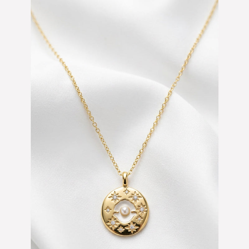 Celestial Pearl & Starbust Necklace