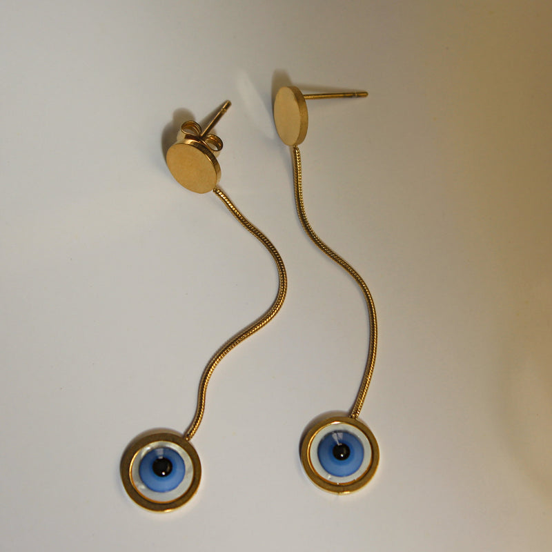 Chain Drop Evil Eye Earrings