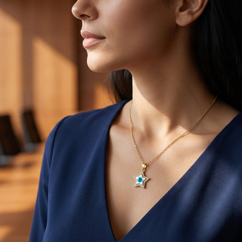 Star Evil Eye Pendant Necklace